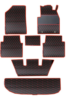 Luxury Leatherette Car Floor Mat  For Kia Carens  Black - Red | Elegant Auto Retail