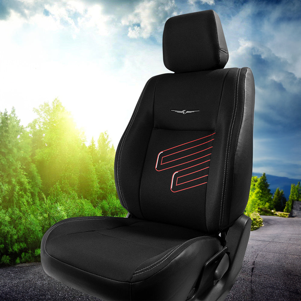 Fresco Track Fabric Car Seat Cover Black For Hyundai Grand I10