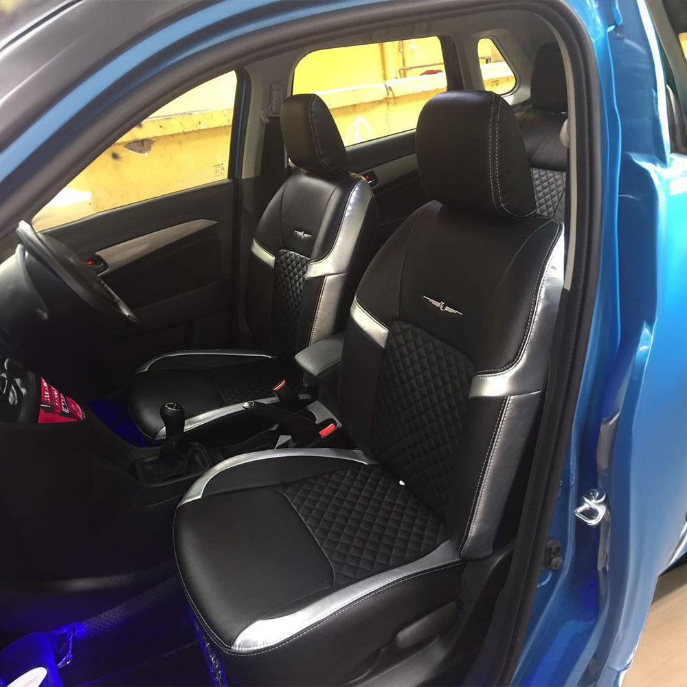 Vogue Star Art LeatherCar Seat Cover For Tata Nexon Black-Silver