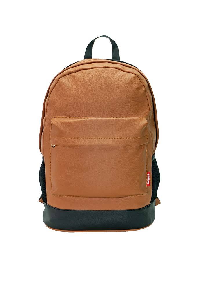 Leatherette Laptop Backpack & Bags Tan and Black  | Elegant Auto Retail 