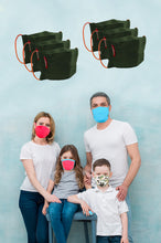 Load image into Gallery viewer, Elegant Cotton Face Mask Olive Green  Elastic Tieup Family Pack
