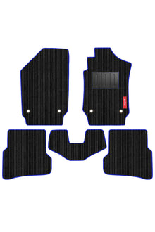 Cord Carpet Car Floor Mat For Volkswagen Polo - Black Blue  | Elegant Auto Retail