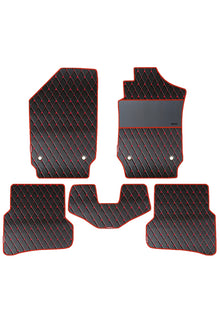 Luxury Leatherette Car Floor Mat  For Volkswagen Polo In Black Red  | Elegant Auto Retail