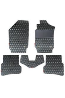Luxury Leatherette Car Floor Mat  For Volkswagen Polo In Black White | Elegant Auto Retail