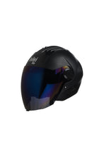 Load image into Gallery viewer, Steelbird Air Dashing Open Face Helmet-Black With Irridium Blue Visor
