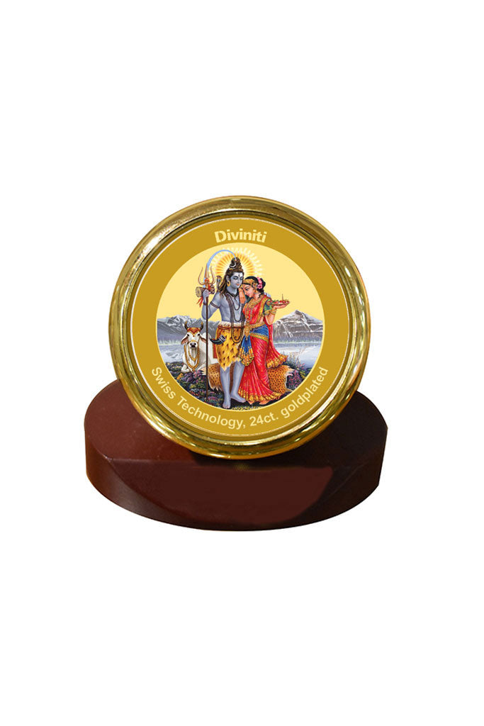 Diviniti 24k Gold Plated Car Dashboard Frame Shiv Parvati (MCF 1CR) Shiva Idol For Car