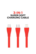 Load image into Gallery viewer, GFX Trion - 3 in 1 Super Soft Car Mobile Charging Cable - Red
