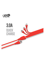 Load image into Gallery viewer, GFX Trion - 3 in 1 Super Soft Car Mobile Charging Cable - Red
