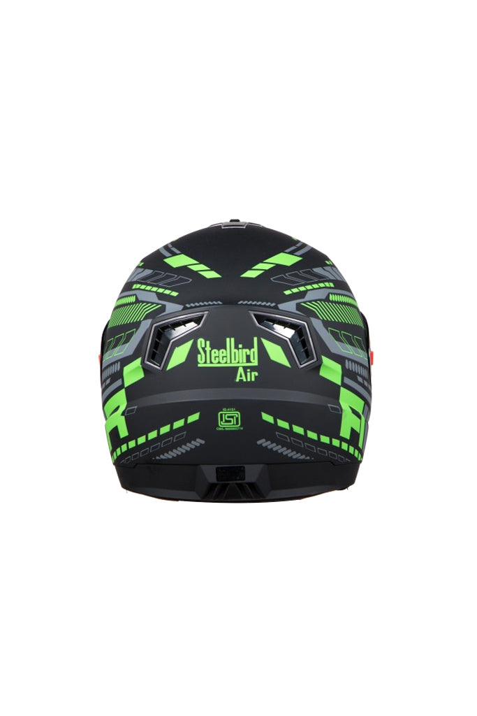 Steelbird Air Speed Full Face Helmet-Matt Black With Green