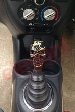 Load image into Gallery viewer, Car Knobs | Gear Knobs Online | Designer Knobs | Skull Gear Knob Black and Gold Installed Gear Knob
