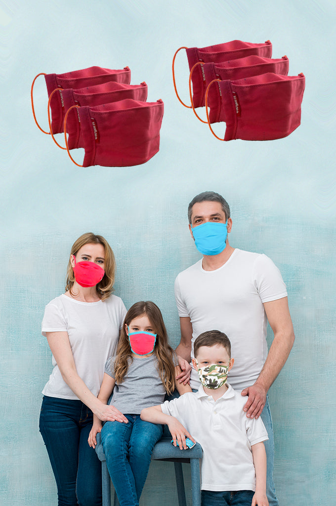 Elegant Cotton Face Mask Pink String Tieup Family Pack