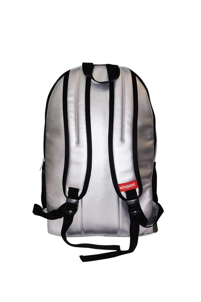 Leatherette Laptop Backpack & Bags Silver and Black