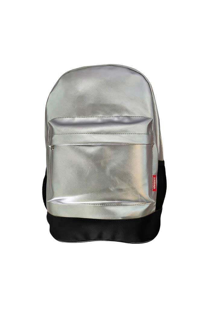 Leatherette Laptop Backpack & Bags Silver and Black