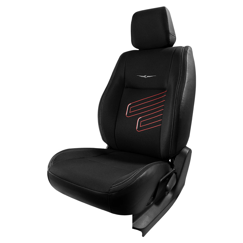 Fresco Track Fabric Car Seat Cover Black For Hyundai Grand I10