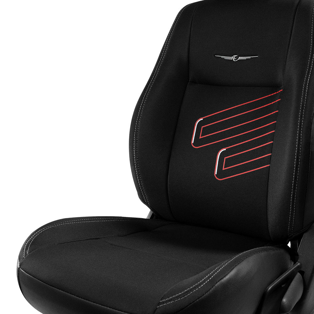 Fresco Track Fabric Car Seat Cover Black For Hyundai Grand I10